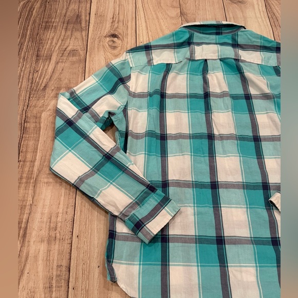 American Eagle Outfitters Teal and White Plaid Classic fit Shirt/size L - Picture 7 of 10